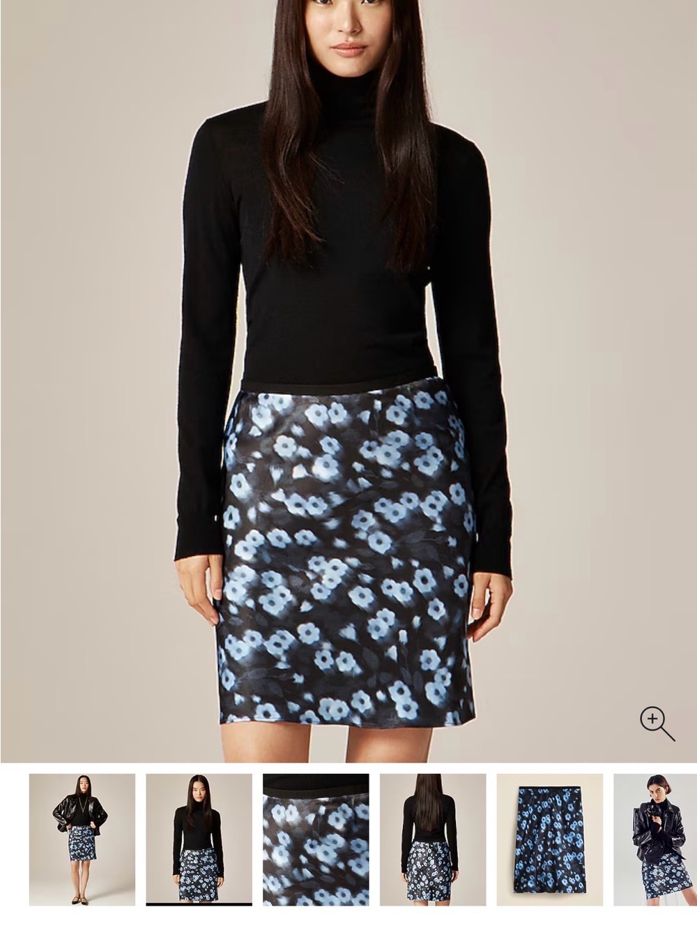 Gwen Blue Blurry Floral Satin Skirt